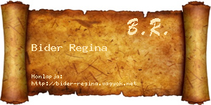 Bider Regina névjegykártya